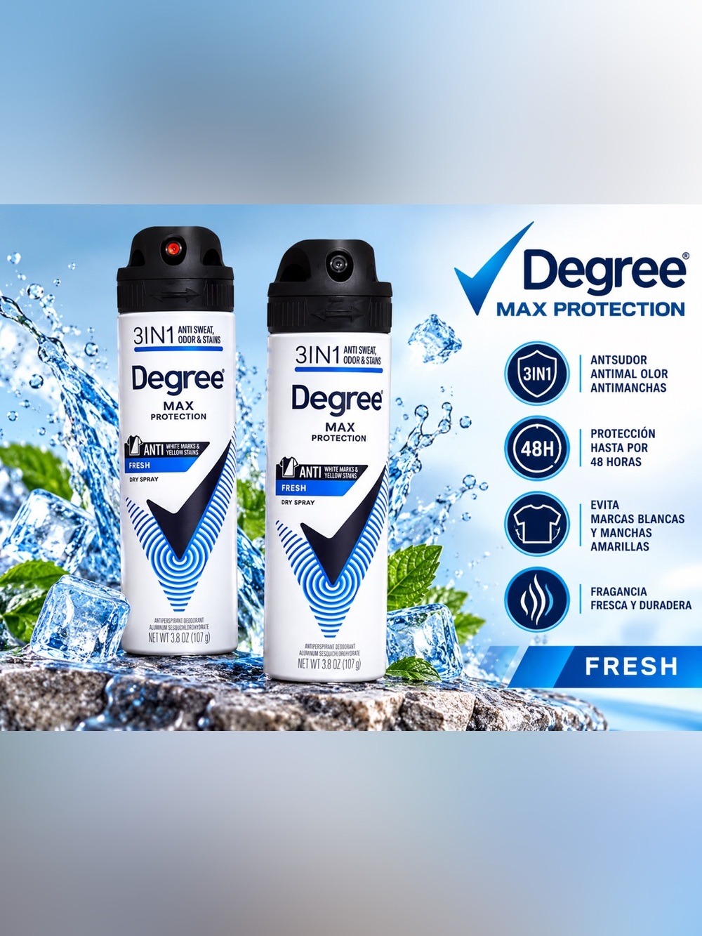 Degree Men Max Protection Fresh Dry Spray Antiperspirant Deodorant - White/Black